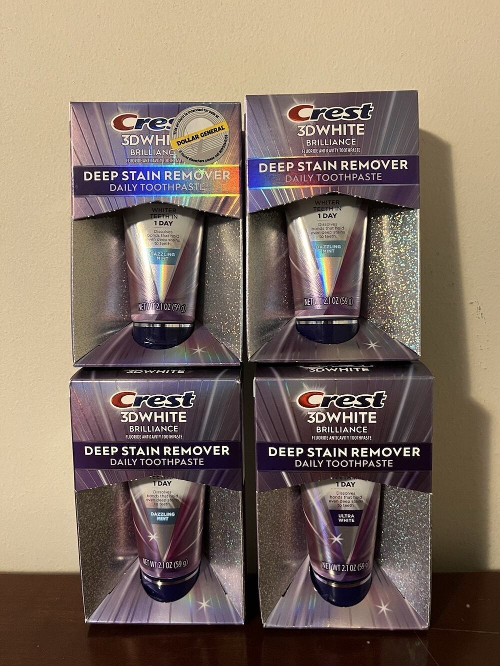 Crest 3D White Brilliance Deep Stain Remover Ultra White Toothpaste 2.1oz-4 Pack